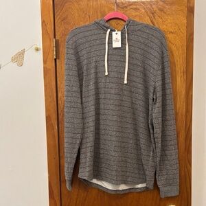 NWT Marine Layer Double Knit Pullover Hoodie in heather Grey with Red Stripes